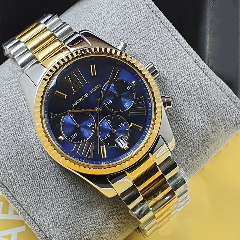 Michael Kors Lexington Chronograph Blue Fashion Ladies Watch- MK7218